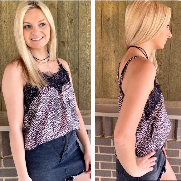 🔥HOTTT🔥Leopard Print Lace Cami Casual Lace Tank Top Medium NWT - Picture 3 of 9